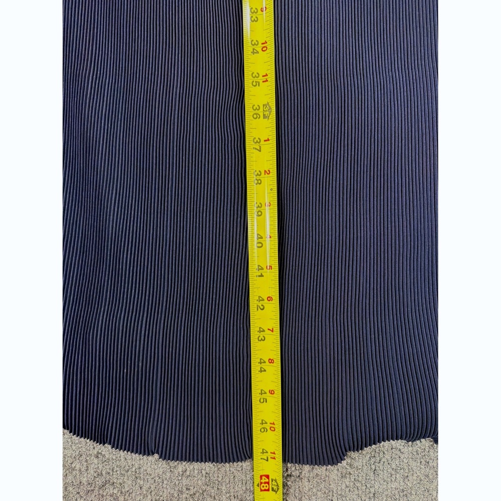 J.McLaughlin Navy Blue Pleated Midi Dress Flutter Sleeve V-Neck Tie Large - Picture 5 of 7